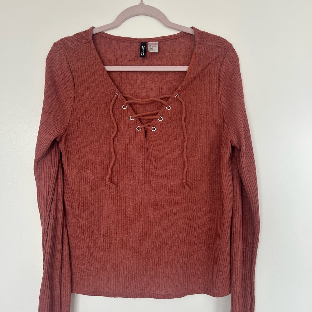 Women's Lace-Up Rust Top